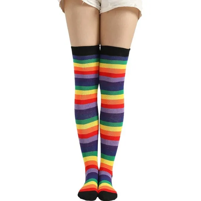 Rainbow Stripe Knee High Socks