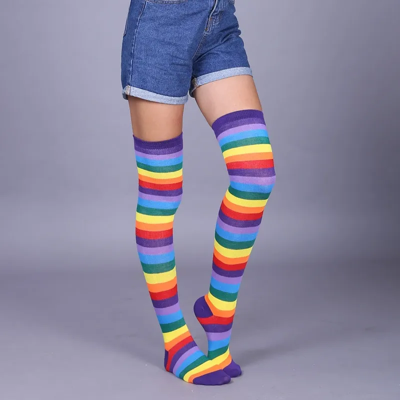 Rainbow Stripe Knee High Socks