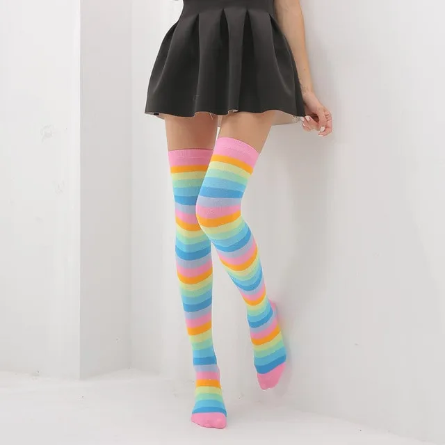 Rainbow Stripe Knee High Socks