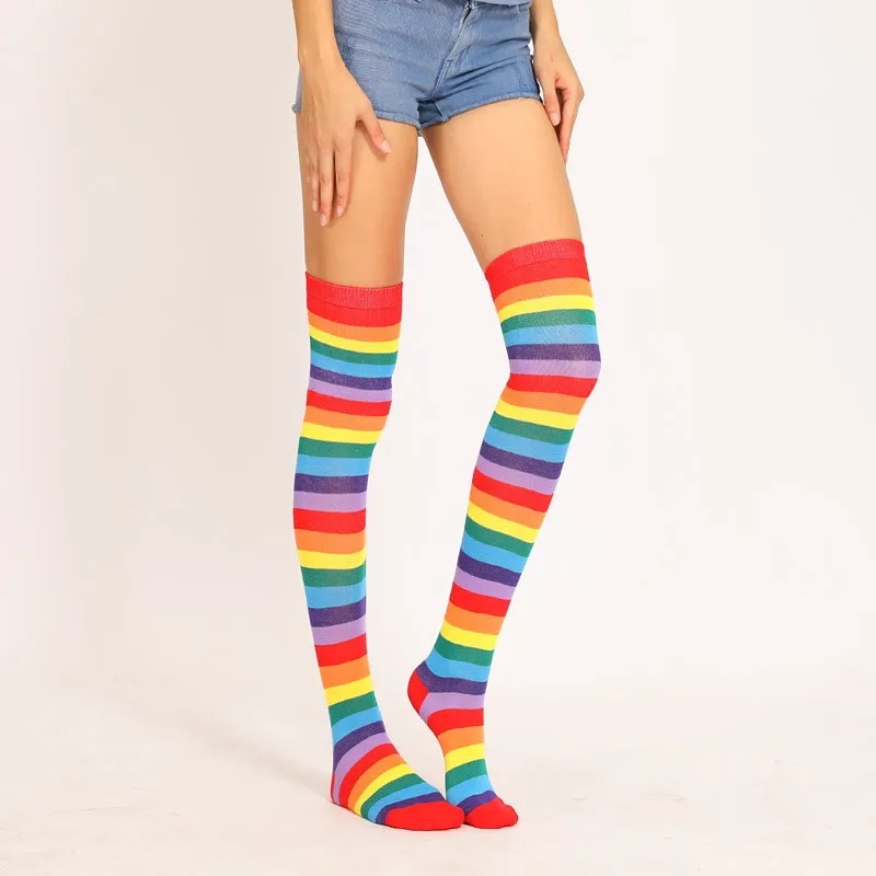 Rainbow Stripe Knee High Socks
