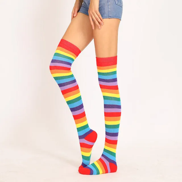 Rainbow Stripe Knee High Socks