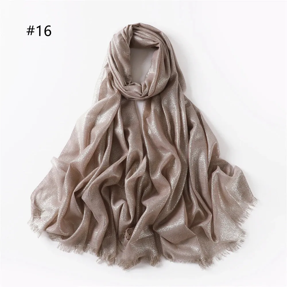 Shiny Solid Color Hijab Shawls