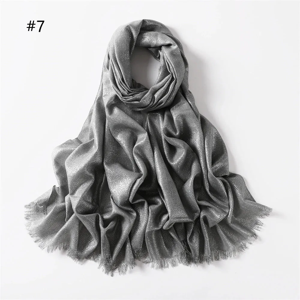 Shiny Solid Color Hijab Shawls