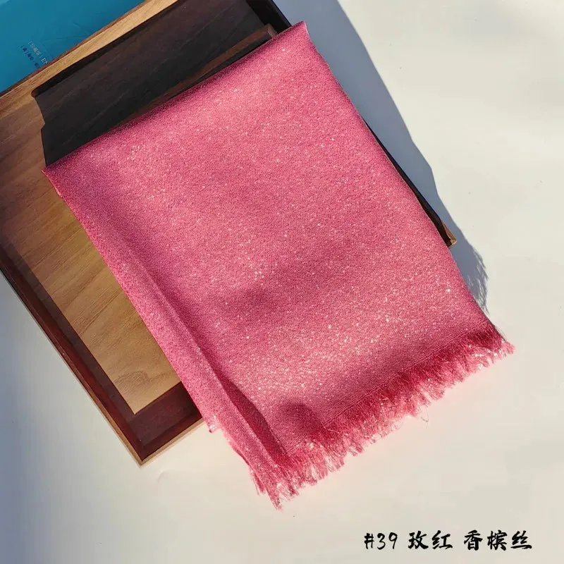 Shiny Solid Color Hijab Shawls