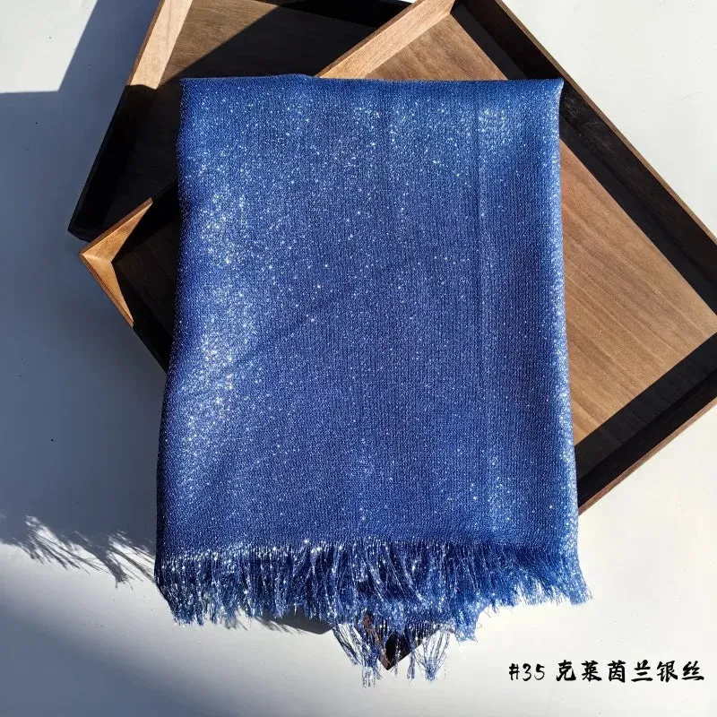 Shiny Solid Color Hijab Shawls