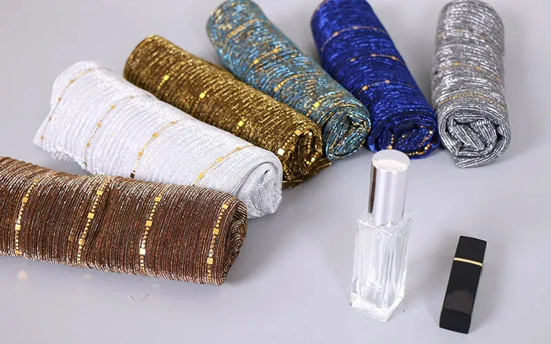 Solid Color Glitter Gold Hijab Scarf