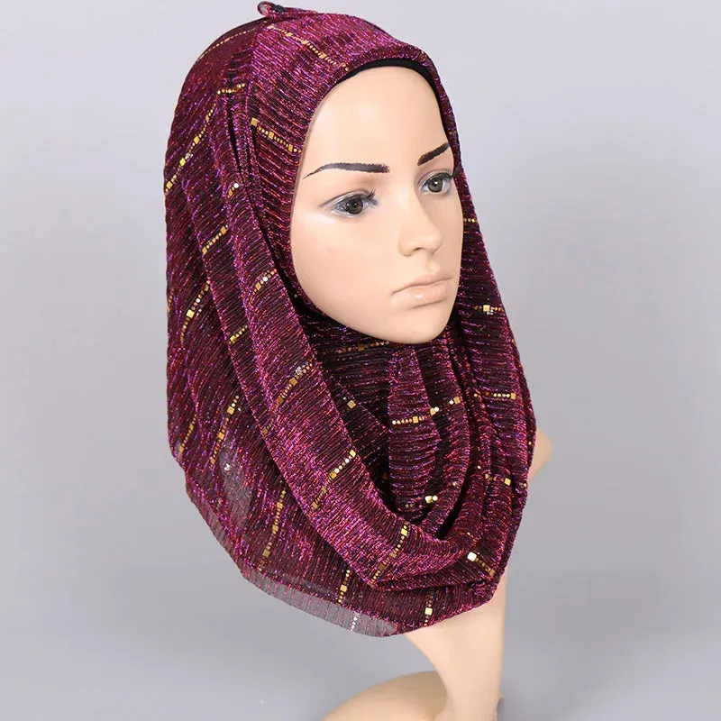 Solid Color Glitter Gold Hijab Scarf