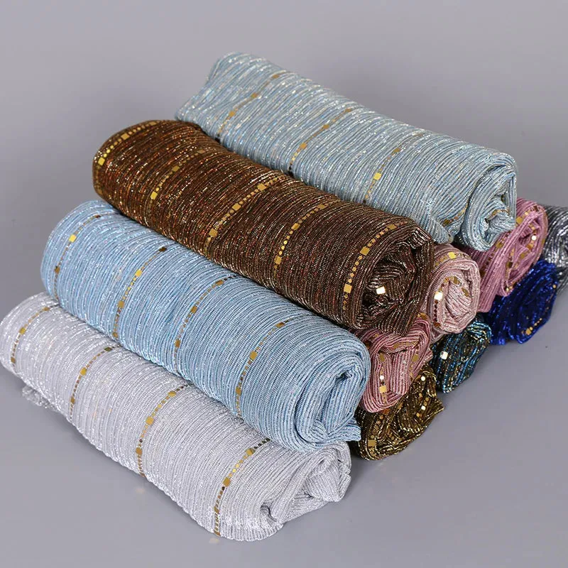 Solid Color Glitter Gold Hijab Scarf