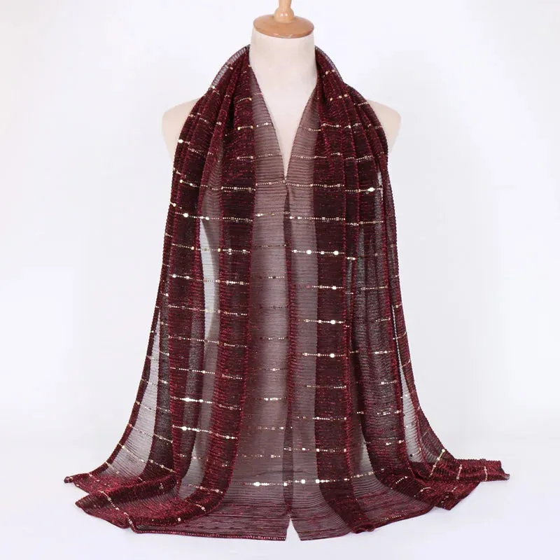Solid Color Glitter Gold Hijab Scarf