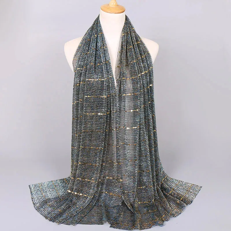 Solid Color Glitter Gold Hijab Scarf
