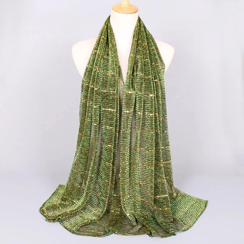 Solid Color Glitter Gold Hijab Scarf
