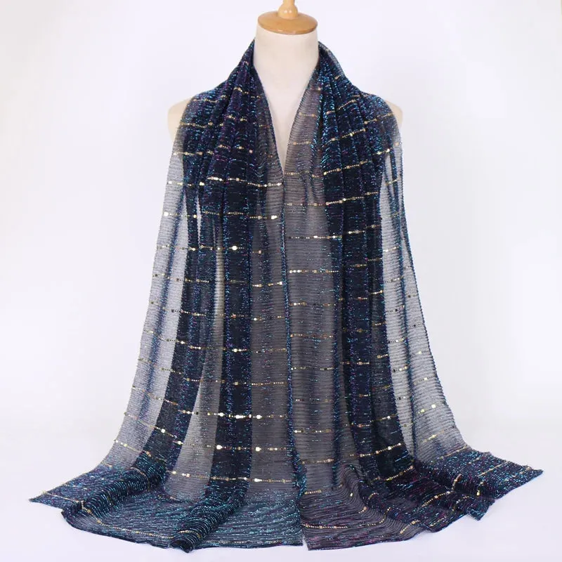 Solid Color Glitter Gold Hijab Scarf