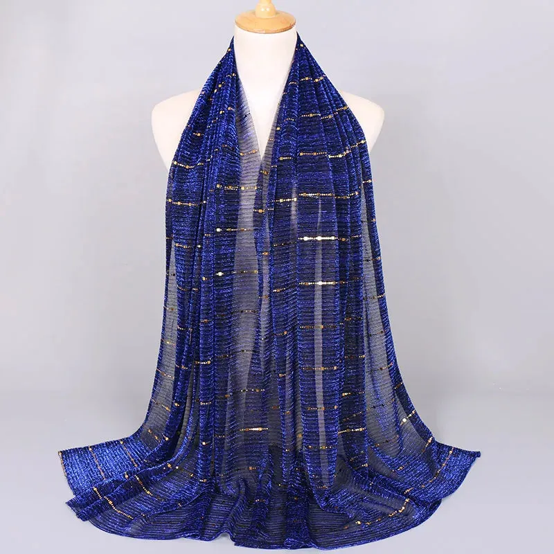 Solid Color Glitter Gold Hijab Scarf