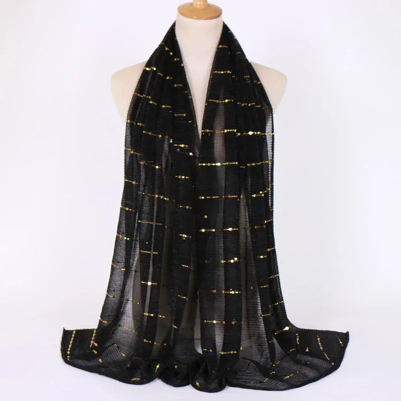 Solid Color Glitter Gold Hijab Scarf