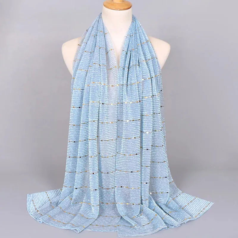 Solid Color Glitter Gold Hijab Scarf