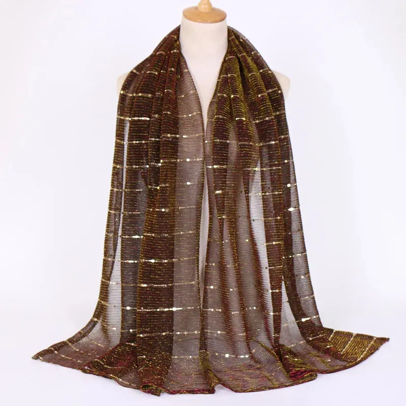Solid Color Glitter Gold Hijab Scarf