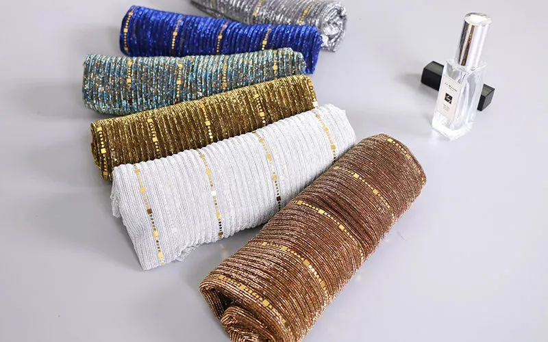 Solid Color Glitter Gold Hijab Scarf