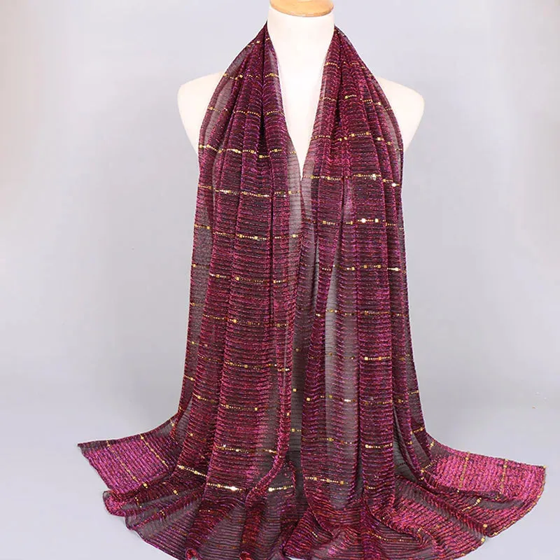 Solid Color Glitter Gold Hijab Scarf