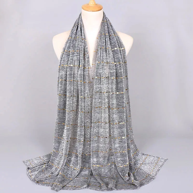 Solid Color Glitter Gold Hijab Scarf