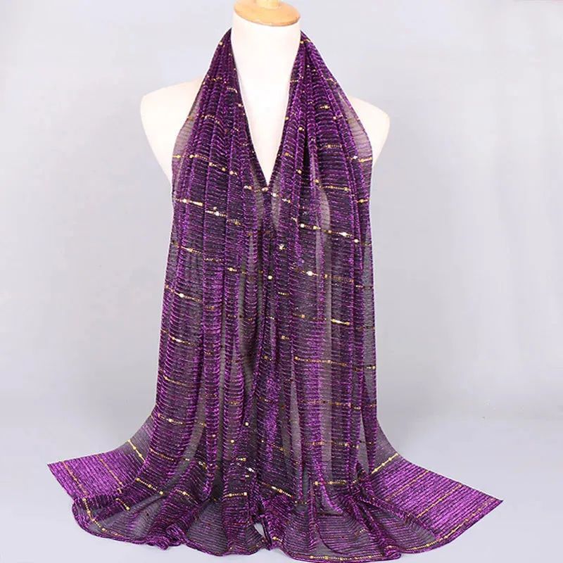 Solid Color Glitter Gold Hijab Scarf
