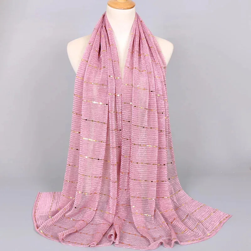 Solid Color Glitter Gold Hijab Scarf