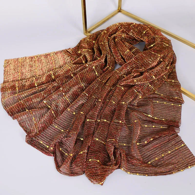 Solid Color Glitter Gold Hijab Scarf