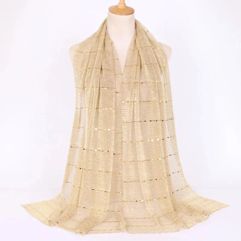 Solid Color Glitter Gold Hijab Scarf