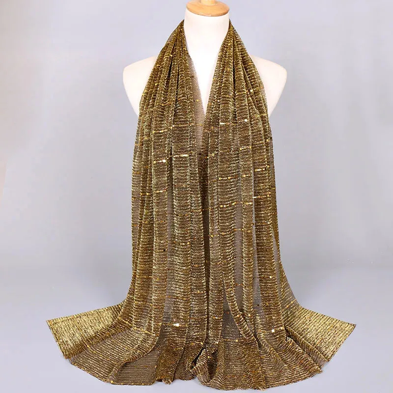 Solid Color Glitter Gold Hijab Scarf