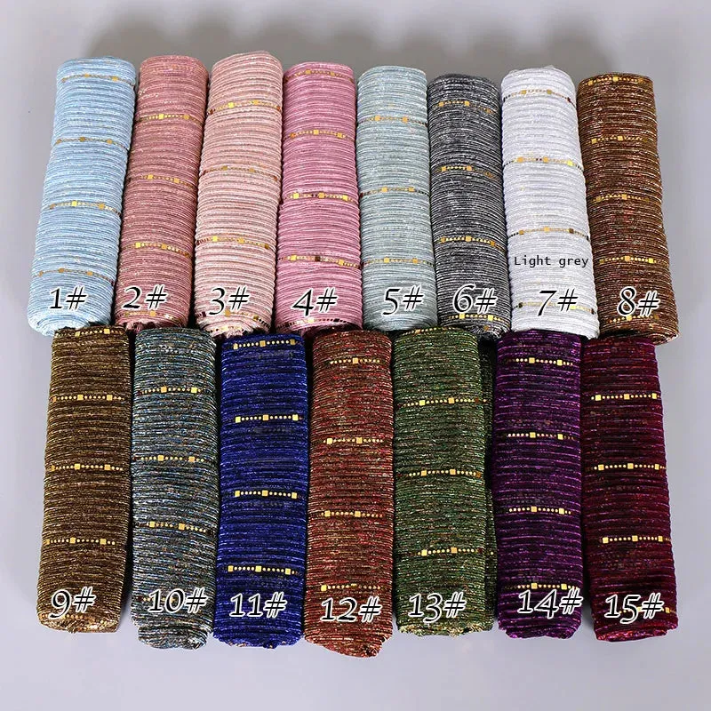 Solid Color Glitter Gold Hijab Scarf