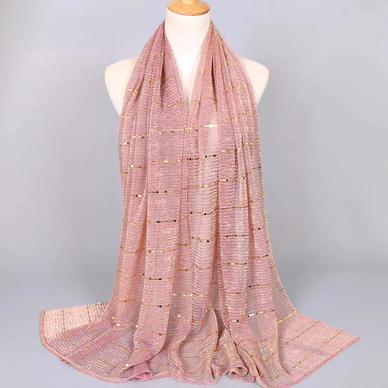 Solid Color Glitter Gold Hijab Scarf