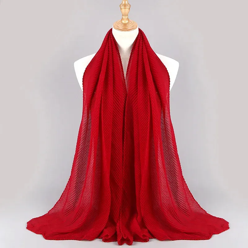 Solid Crinkle Plain Cotton Scarf Head Hijab