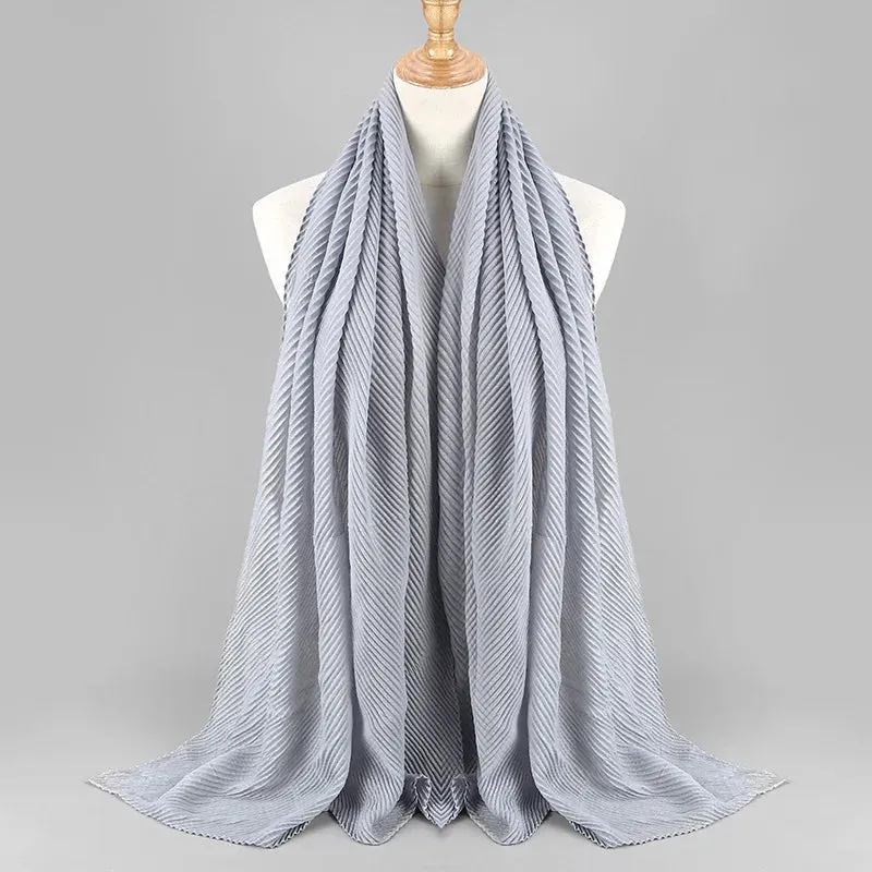 Solid Crinkle Plain Cotton Scarf Head Hijab