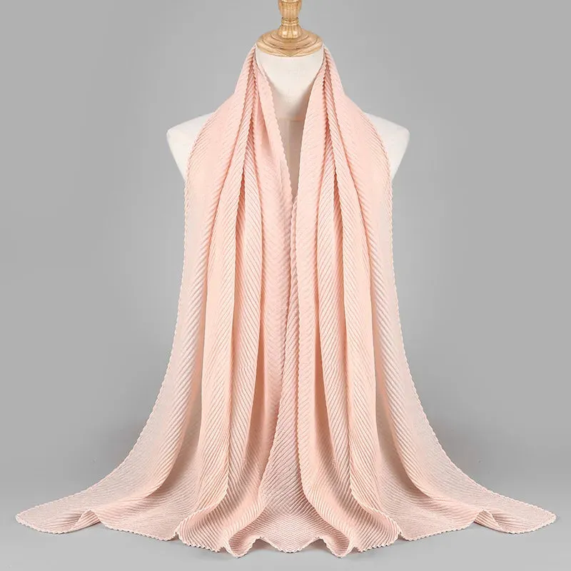 Solid Crinkle Plain Cotton Scarf Head Hijab