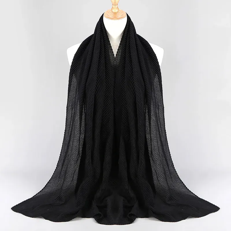 Solid Crinkle Plain Cotton Scarf Head Hijab