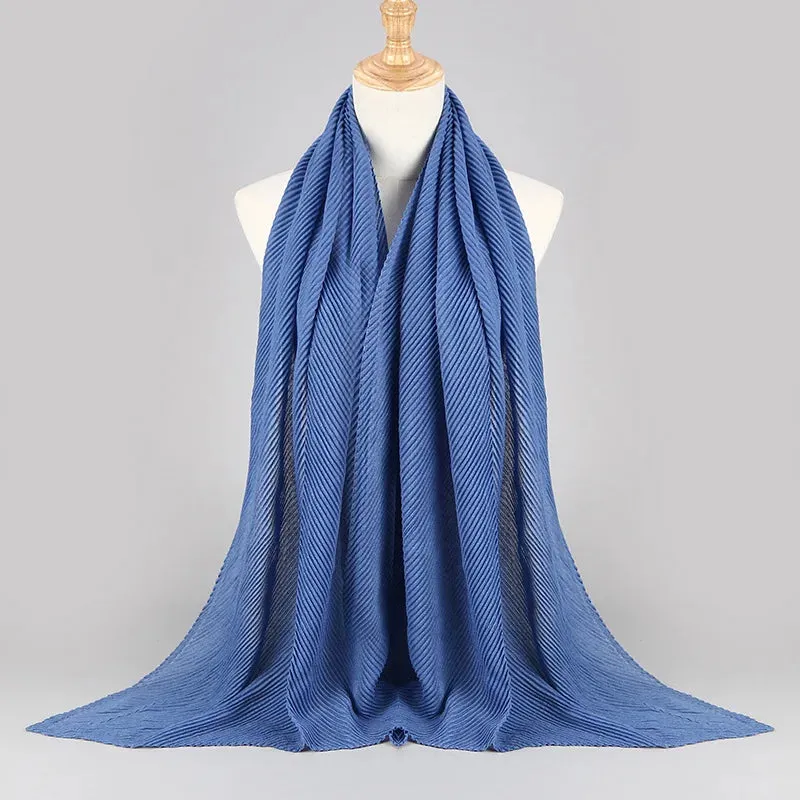 Solid Crinkle Plain Cotton Scarf Head Hijab