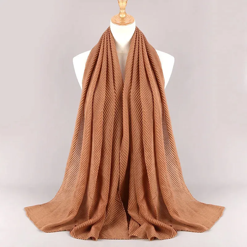 Solid Crinkle Plain Cotton Scarf Head Hijab