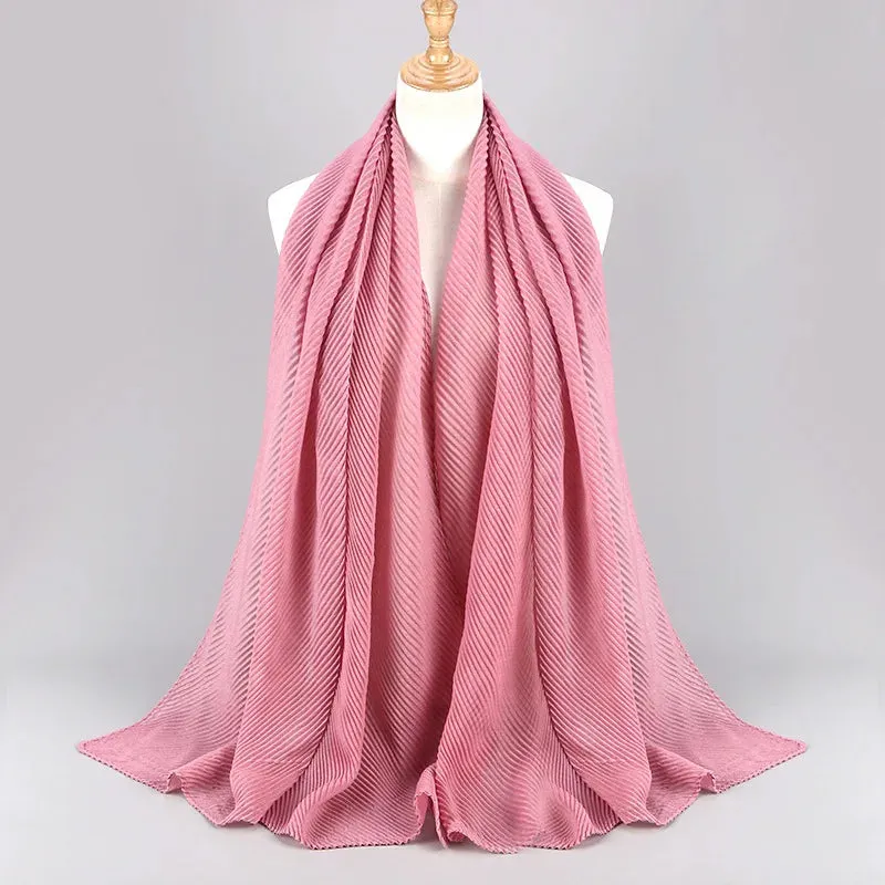 Solid Crinkle Plain Cotton Scarf Head Hijab
