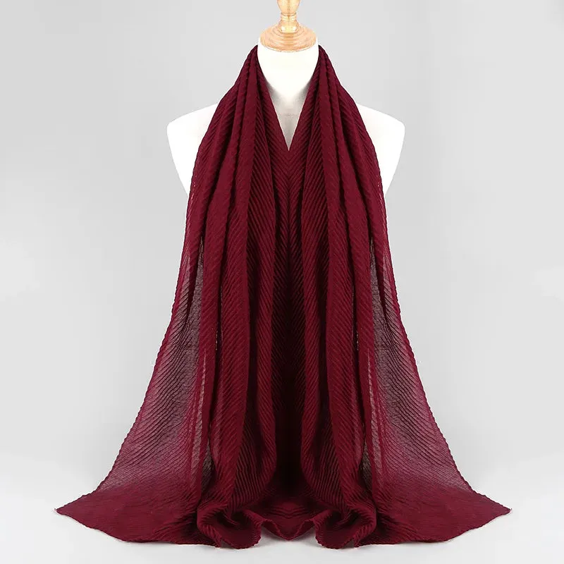 Solid Crinkle Plain Cotton Scarf Head Hijab
