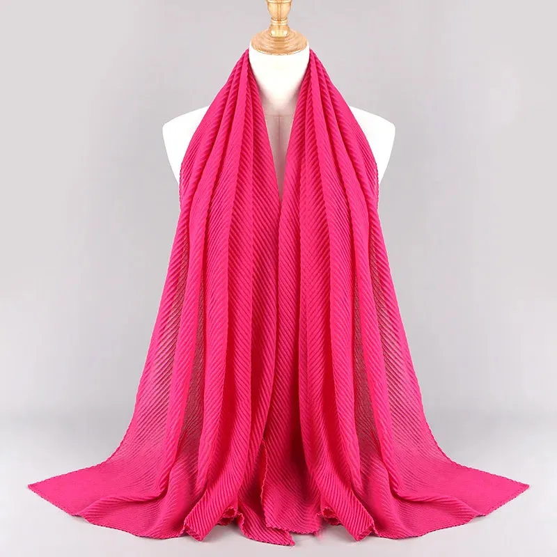 Solid Crinkle Plain Cotton Scarf Head Hijab