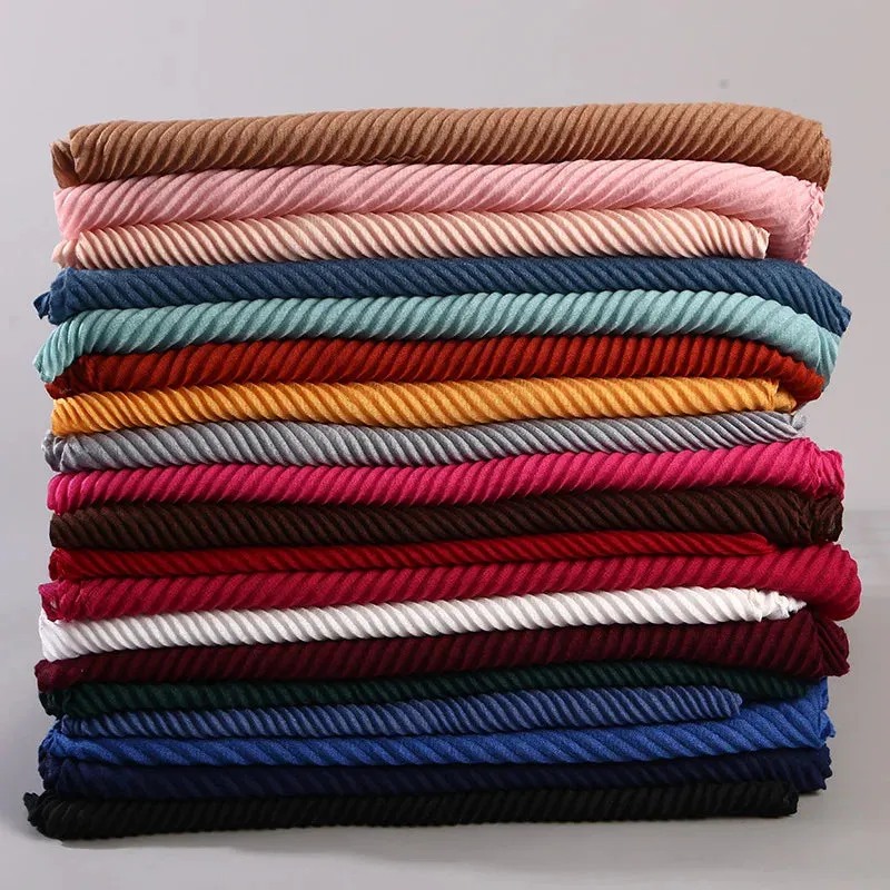 Solid Crinkle Plain Cotton Scarf Head Hijab