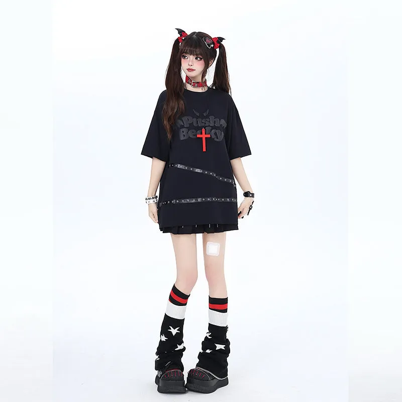 Sweet Cool Girl Style Black All-match T-shirt
