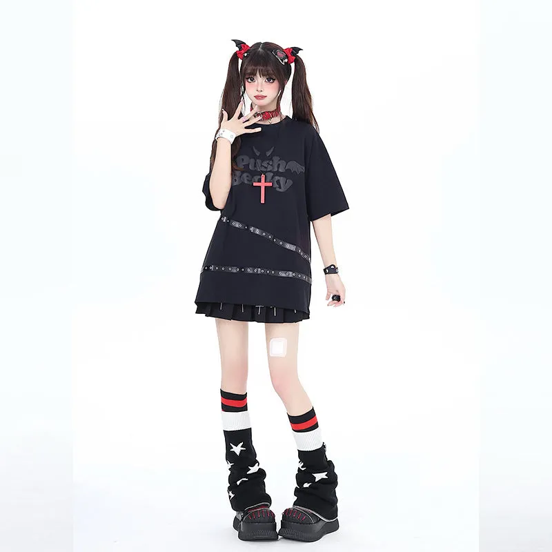 Sweet Cool Girl Style Black All-match T-shirt