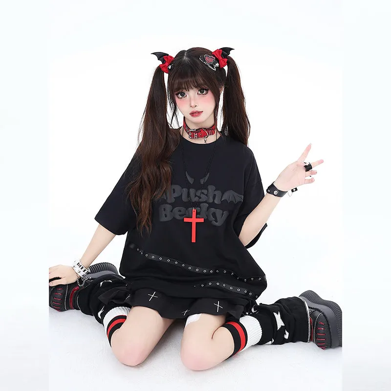Sweet Cool Girl Style Black All-match T-shirt