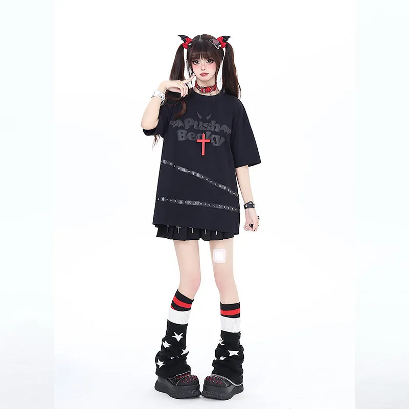 Sweet Cool Girl Style Black All-match T-shirt