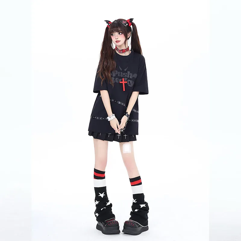 Sweet Cool Girl Style Black All-match T-shirt