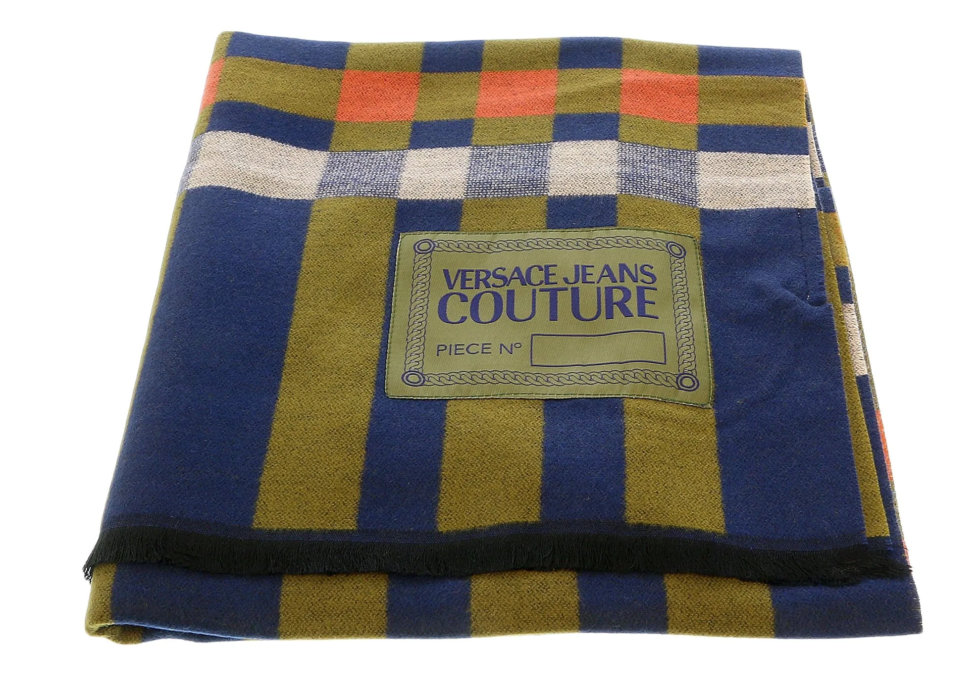 Versace Jeans Couture Blue/Khaki Checkered Pattern Scarf