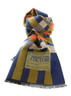 Versace Jeans Couture Blue/Khaki Checkered Pattern Scarf