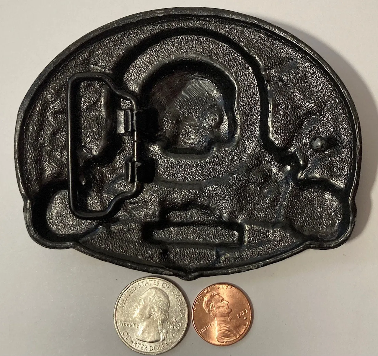 Vintage Metal Belt Buckle, Black Enamel, Skull, Biker, Motorcycle, Nice Western Design, 4" x 3 1/4", Heavy Duty, Quality, Thick Metal