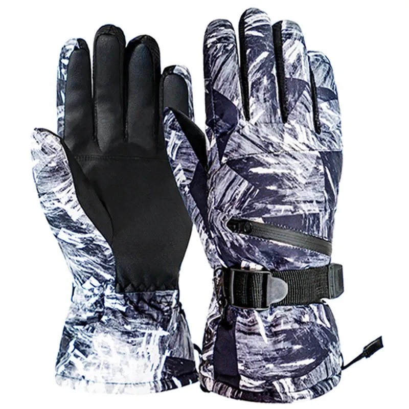 Winter Snowboard Ski Gloves PU Leather Non-slip Touch Screen Waterproof Motorcycle Cycling Fleece Warm Snow Gloves Unisex