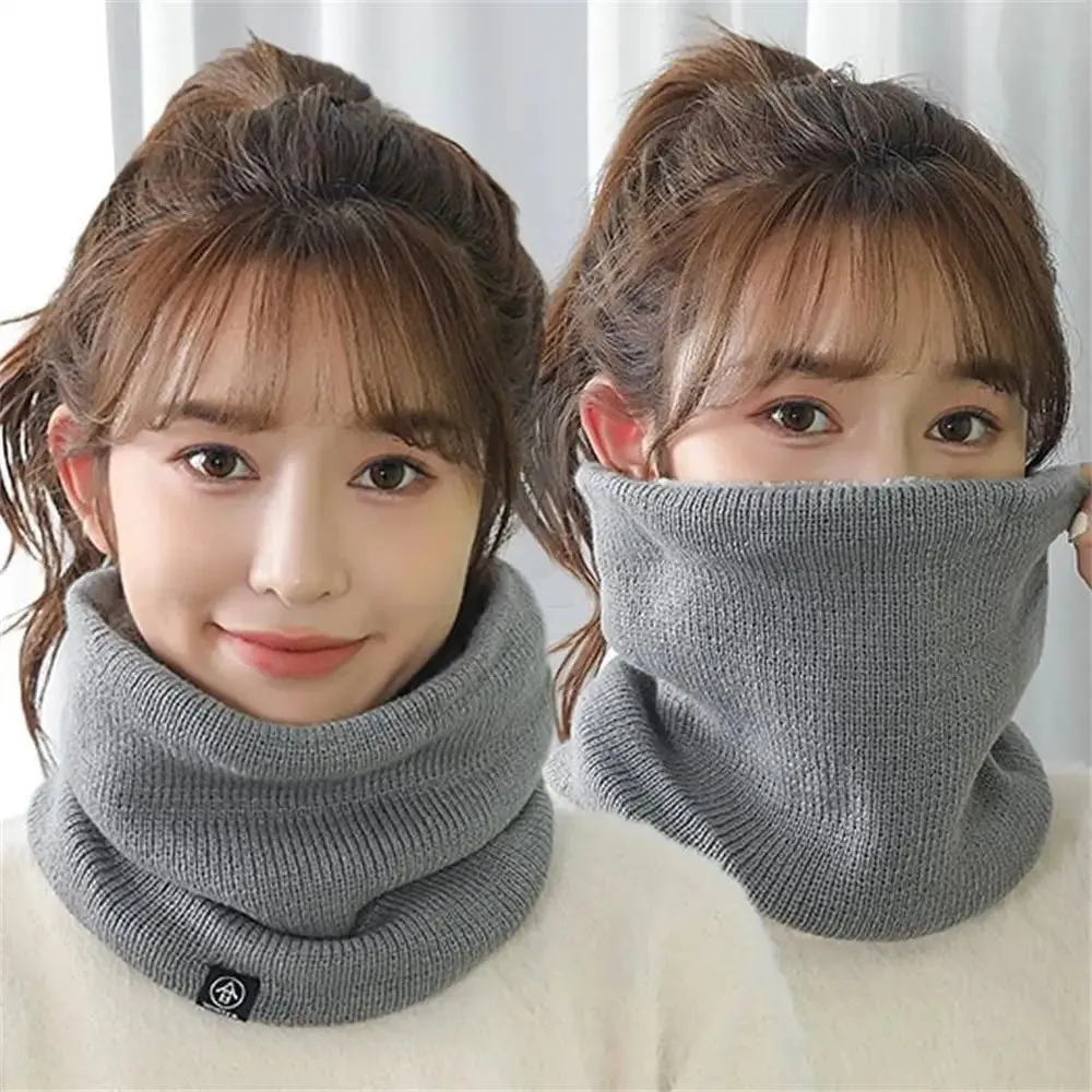 Women Men Soft Knitted Neck Warmer Sport Scarf Face Mask Winter Scarves Skating Running Warm Wool Fur Thick Men Neck Scarves